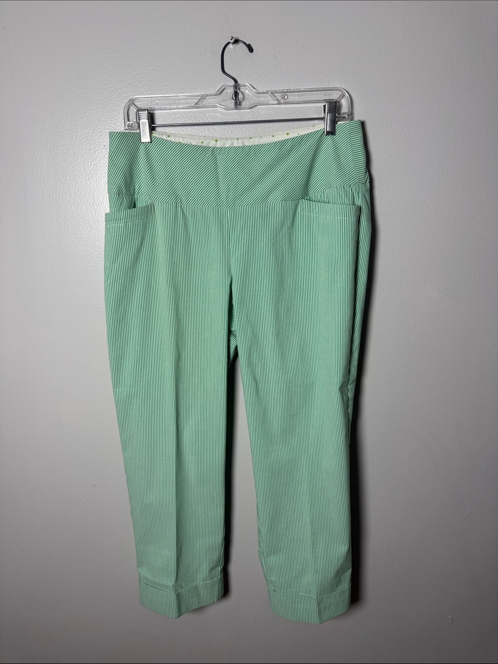 Swing Control Green and White Striped Crop Pants Size 12